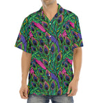 Boho Peacock Feather Pattern Print Aloha Shirt