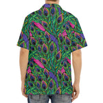 Boho Peacock Feather Pattern Print Aloha Shirt