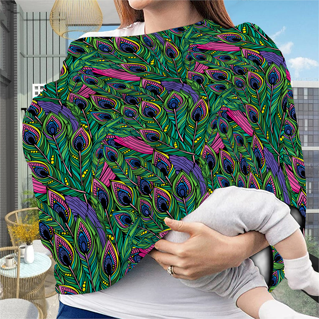 Boho Peacock Feather Pattern Print Baby Seat Cover