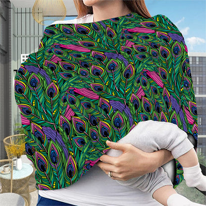 Boho Peacock Feather Pattern Print Baby Seat Cover