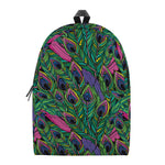 Boho Peacock Feather Pattern Print Backpack