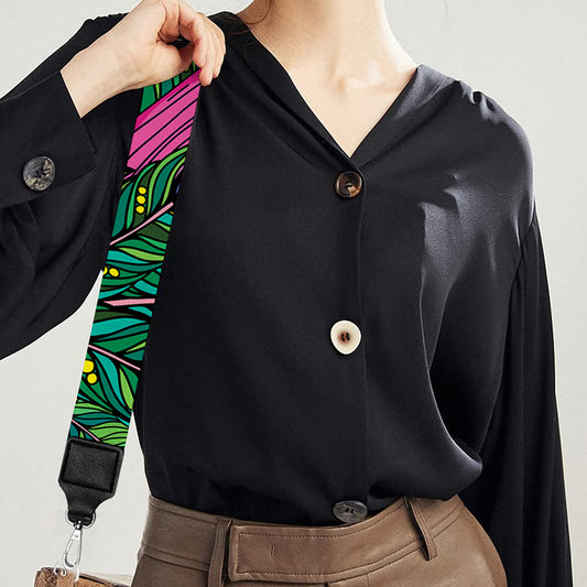 Boho Peacock Feather Pattern Print Bag Strap