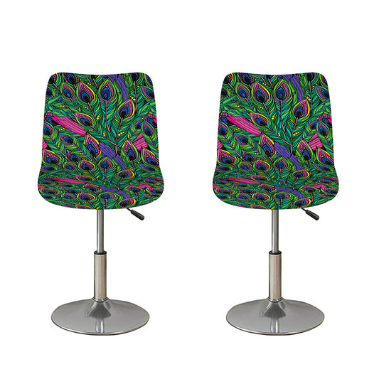 Boho Peacock Feather Pattern Print Bar Stool Covers