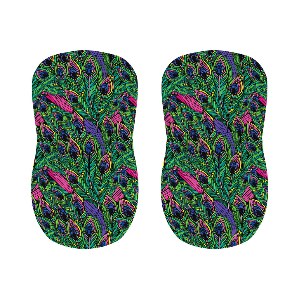 Boho Peacock Feather Pattern Print Bar Stool Covers