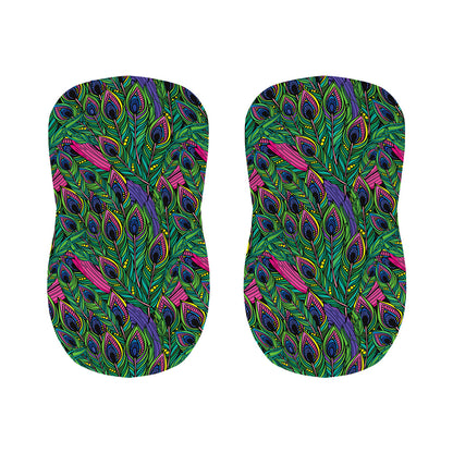 Boho Peacock Feather Pattern Print Bar Stool Covers