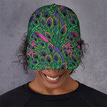 Boho Peacock Feather Pattern Print Baseball Cap