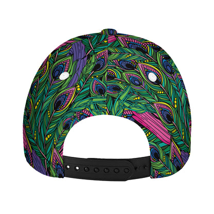 Boho Peacock Feather Pattern Print Baseball Cap