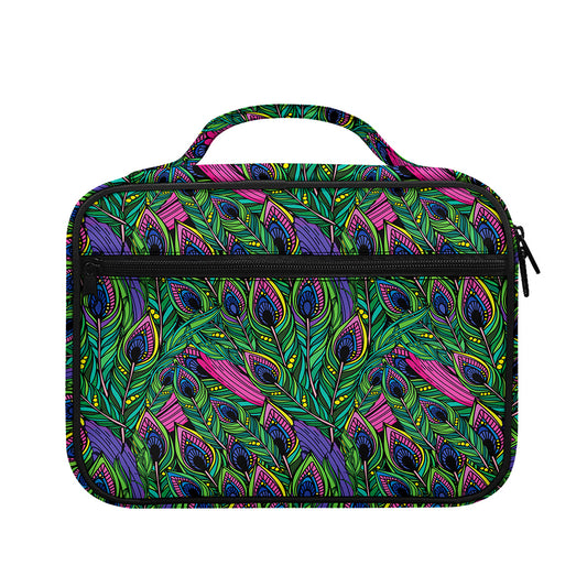Boho Peacock Feather Pattern Print Briefcase Bible Bag
