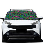 Boho Peacock Feather Pattern Print Car Windshield Snow Cover