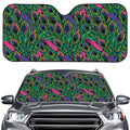 Boho Peacock Feather Pattern Print Car Windshield Sun Shade