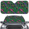 Boho Peacock Feather Pattern Print Car Windshield Sun Shade