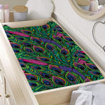 Boho Peacock Feather Pattern Print Changing Pad Cover