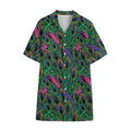 Boho Peacock Feather Pattern Print Cotton Hawaiian Shirt