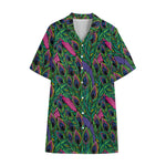 Boho Peacock Feather Pattern Print Cotton Hawaiian Shirt