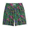 Boho Peacock Feather Pattern Print Cotton Shorts