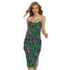 Boho Peacock Feather Pattern Print Cross Back Cami Dress