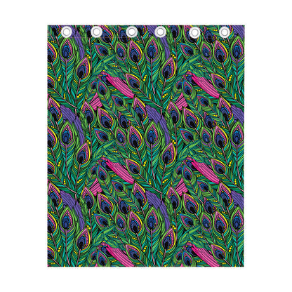 Boho Peacock Feather Pattern Print Curtain