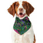 Boho Peacock Feather Pattern Print Dog Bandana