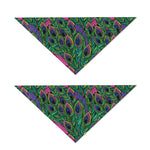 Boho Peacock Feather Pattern Print Dog Bandana