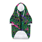 Boho Peacock Feather Pattern Print Dog Zip Up Hoodie