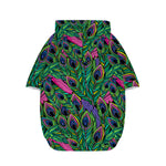 Boho Peacock Feather Pattern Print Dog Zip Up Hoodie
