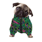 Boho Peacock Feather Pattern Print Dog Zip Up Jacket