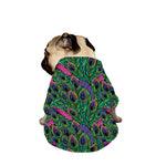 Boho Peacock Feather Pattern Print Dog Zip Up Jacket