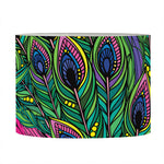 Boho Peacock Feather Pattern Print Drum Lamp Shade