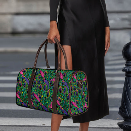Boho Peacock Feather Pattern Print Duffle Bag