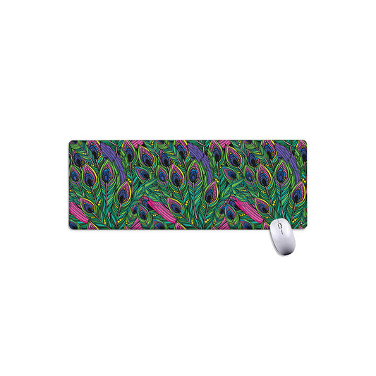 Boho Peacock Feather Pattern Print Extended Mouse Pad