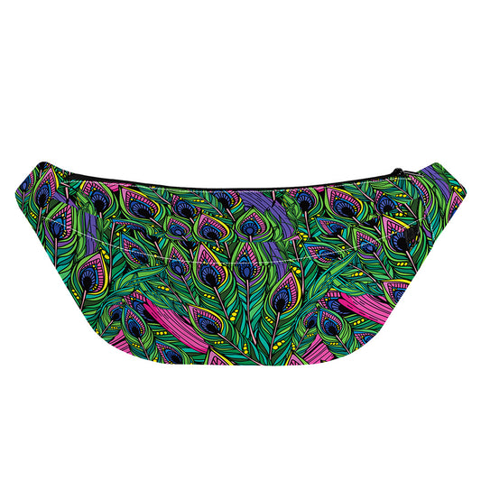 Boho Peacock Feather Pattern Print Fanny Pack