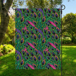 Boho Peacock Feather Pattern Print Garden Flag