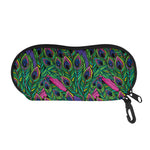 Boho Peacock Feather Pattern Print Glasses Case