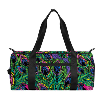 Boho Peacock Feather Pattern Print Gym Bag