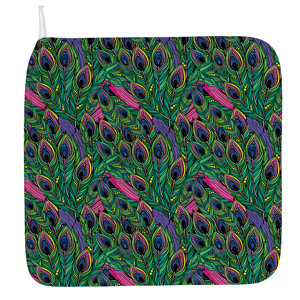 Boho Peacock Feather Pattern Print Hand Towel