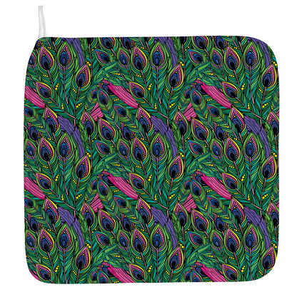 Boho Peacock Feather Pattern Print Hand Towel