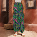 Boho Peacock Feather Pattern Print Harem Pants