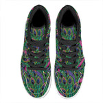 Boho Peacock Feather Pattern Print High Top Leather Sneakers