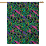 Boho Peacock Feather Pattern Print House Flag