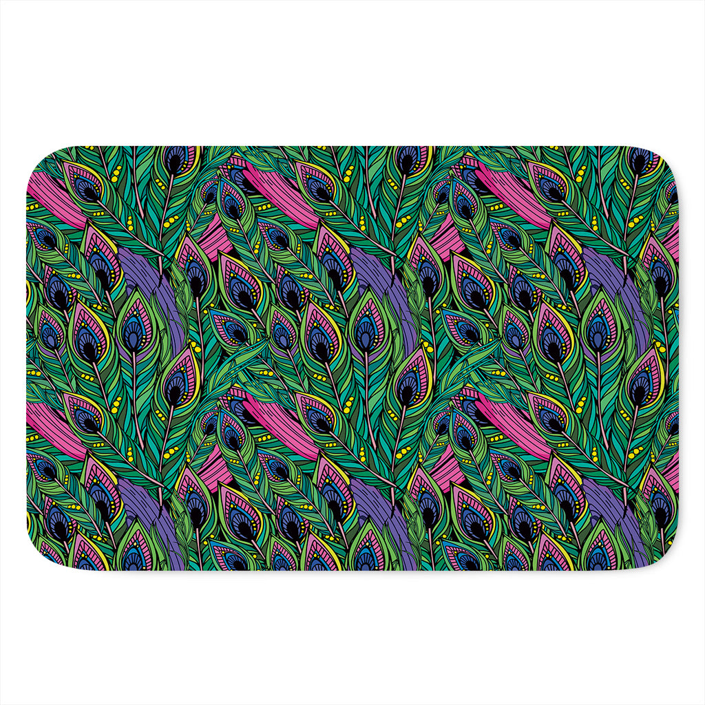 Boho Peacock Feather Pattern Print Indoor Door Mat