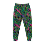 Boho Peacock Feather Pattern Print Jogger Pants