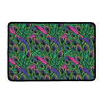 Boho Peacock Feather Pattern Print Kitchen Mat