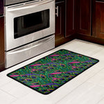 Boho Peacock Feather Pattern Print Kitchen Mat