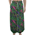 Boho Peacock Feather Pattern Print Lantern Pants