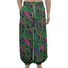 Boho Peacock Feather Pattern Print Lantern Pants