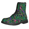 Boho Peacock Feather Pattern Print Lace-Up Boots