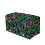 Boho Peacock Feather Pattern Print Leather Tissue Box Cover