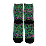 Boho Peacock Feather Pattern Print Long Socks