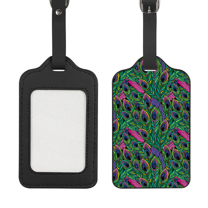 Boho Peacock Feather Pattern Print Luggage Tag