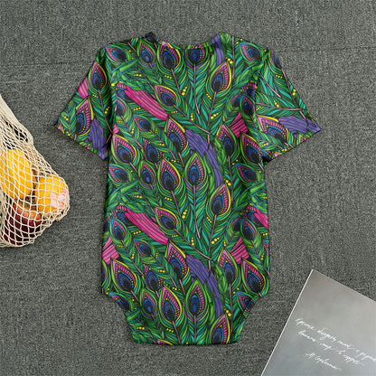 Boho Peacock Feather Pattern Print Men's Bodysuit